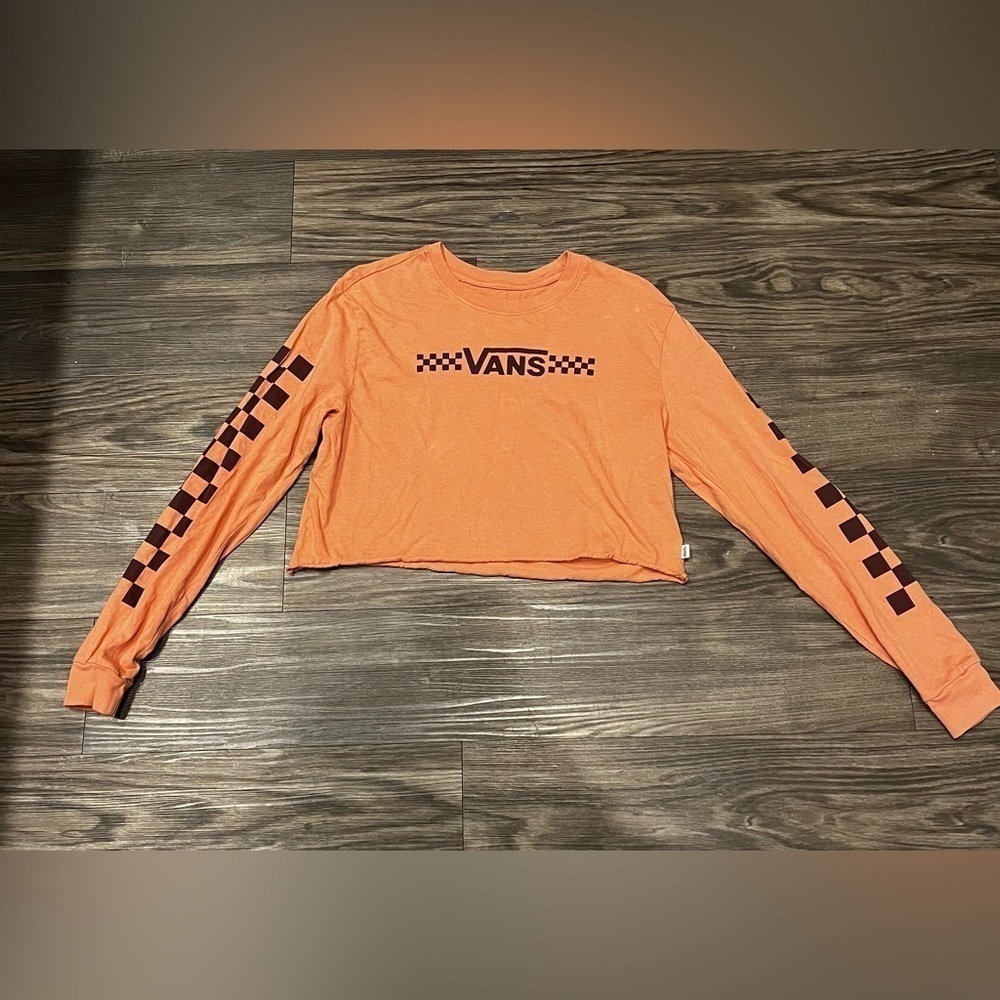 VANS Long Sleeve Raw Hem Crop Top Medium